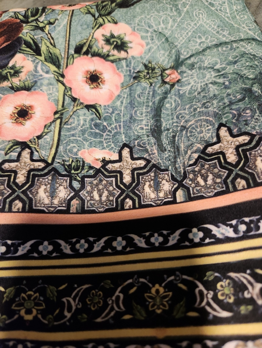 Teal Floral Boho Slip Dress L - Picture 4 of 10